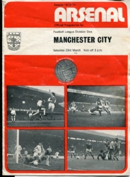 Sportboken - Football programme Arsenal-Manchester City 23/3 1974
